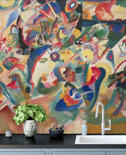 konst tapet väggmålning kallad Entwurf 3 zu Komposition VII av Wassily Kandinsky