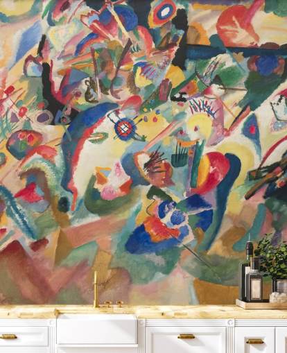 mural de papel de parede de belas artes chamado Entwurf 3 zu Komposition VII de Wassily Kandinsky mural de papel de parede de belas artes chamado Entwurf 3 zu Komposition VII de Wassily Kandinsky