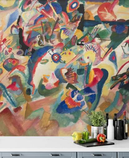 konst tapet väggmålning kallad Entwurf 3 zu Komposition VII av Wassily Kandinsky