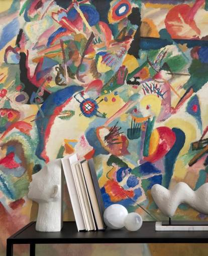 mural de papel de parede de belas artes chamado Entwurf 3 zu Komposition VII de Wassily Kandinsky mural de papel de parede de belas artes chamado Entwurf 3 zu Komposition VII de Wassily Kandinsky