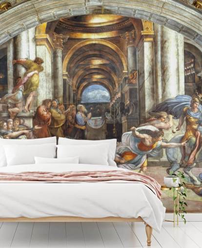 mural de pared de bellas artes llamado La expulsión de Heliodoro del templo de Rafael para hogares y oficinas
