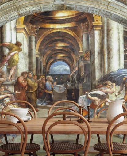 mural de parede de belas artes chamado A Expulsão de Heliodoro do Templo, de Rafael, para residências e escritórios