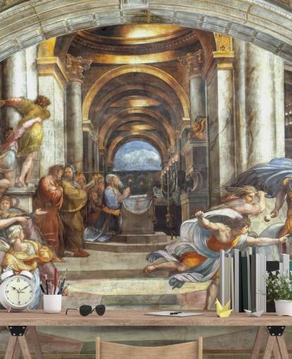 kunstvægmaleri kaldet Udvisningen af Heliodorus fra templet af Raphael til hjem og kontorer