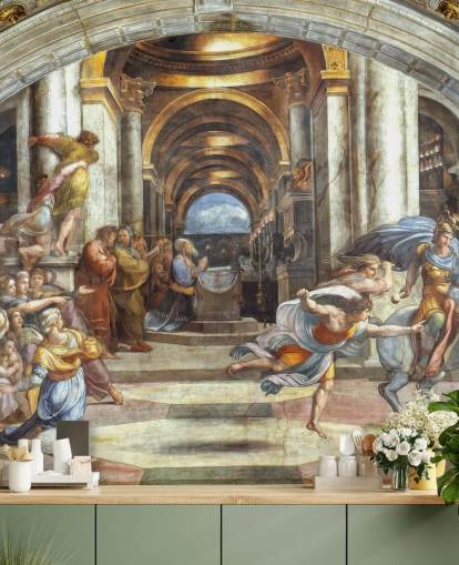mural de pared de bellas artes llamado La expulsión de Heliodoro del templo de Rafael para hogares y oficinas mural de pared de bellas artes llamado La expulsión de Heliodoro del templo de Rafael para hogares y oficinas