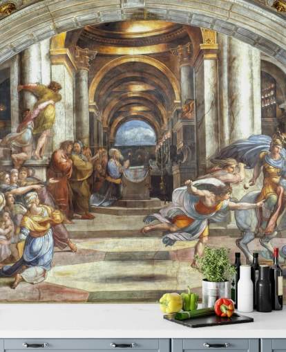 mural de pared de bellas artes llamado La expulsión de Heliodoro del templo de Rafael para hogares y oficinas