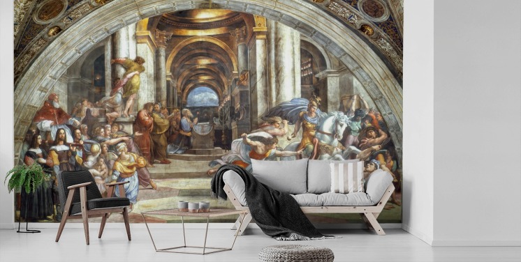 mural de parede de belas artes chamado A Expulsão de Heliodoro do Templo, de Rafael, para residências e escritórios