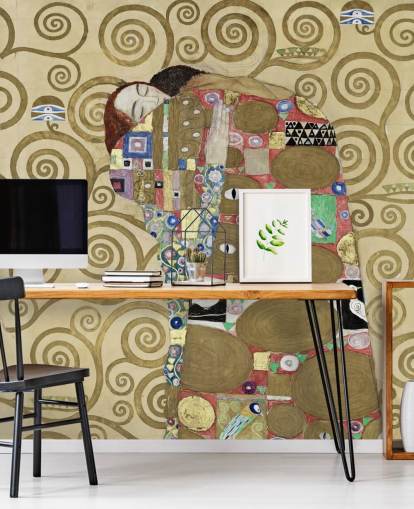 kunsttapet vægmaleri kaldet Fulfillment af Gustav Klimt til soveværelser og stuer