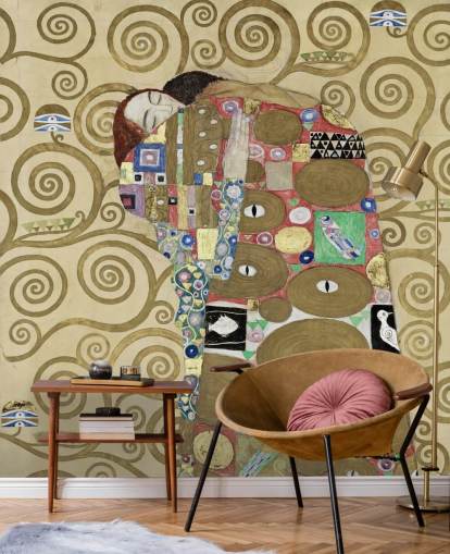 fine art behangmuurschildering genaamd Fulfillment van Gustav Klimt voor slaapkamers en woonkamers