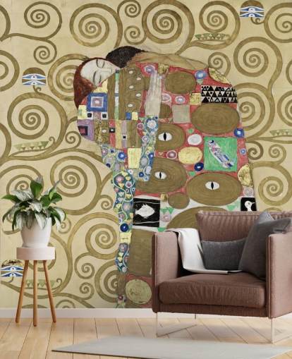 Kunsttapete namens Fulfillment von Gustav Klimt für Schlafzimmer und Wohnzimmer Kunsttapete namens Fulfillment von Gustav Klimt für Schlafzimmer und Wohnzimmer