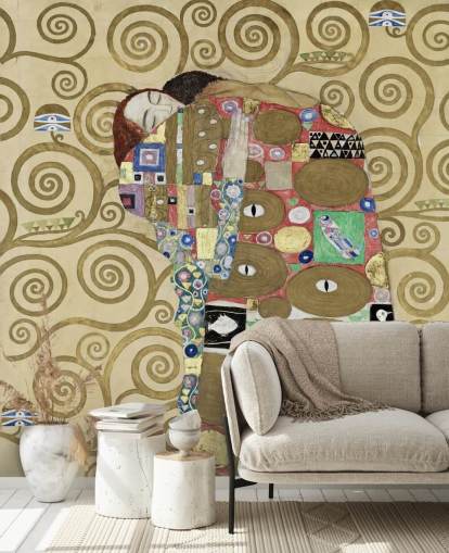 Kunsttapete namens Fulfillment von Gustav Klimt für Schlafzimmer und Wohnzimmer