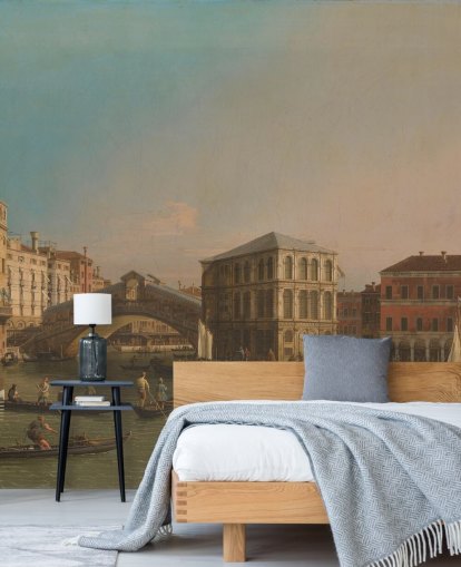 Canaletton taide-taustakuvamaalaus nimeltä Grand Canal (Rialto Bridge) olohuoneisiin ja makuuhuoneisiin