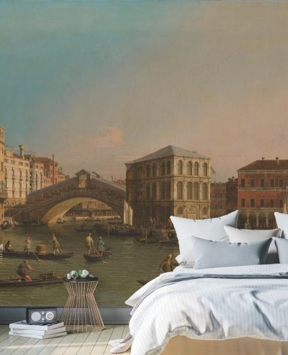 mural de papel de parede de belas artes chamado Grand Canal (Ponte Rialto) de Canaletto para salas de estar e quartos mural de papel de parede de belas artes chamado Grand Canal (Ponte Rialto) de Canaletto para salas de estar e quartos