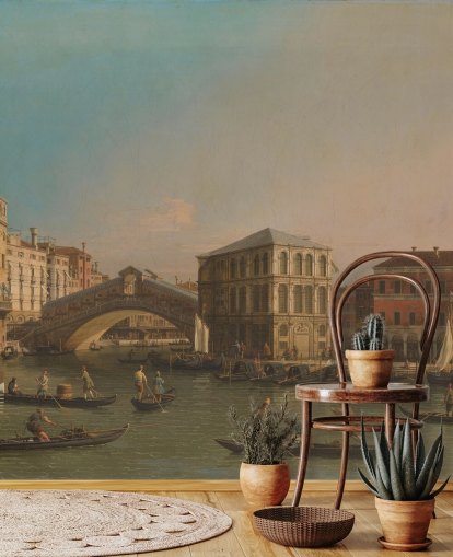 fine art wallpaper mural called Grand Canal (Rialto Bridge) by Canaletto for living rooms and bedrooms