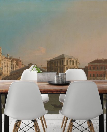 fine art wallpaper mural called Grand Canal (Rialto Bridge) by Canaletto for living rooms and bedrooms