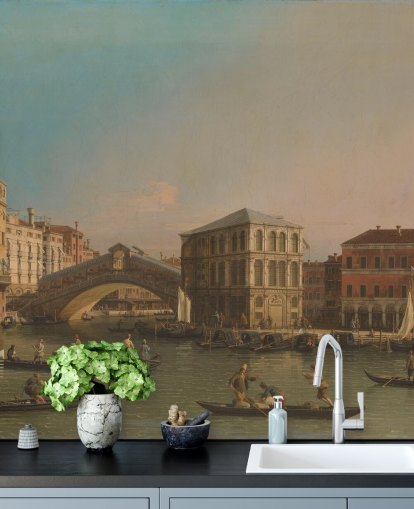 fine art wallpaper mural called Grand Canal (Rialto Bridge) by Canaletto for living rooms and bedrooms fine art wallpaper mural called Grand Canal (Rialto Bridge) by Canaletto for living rooms and bedrooms