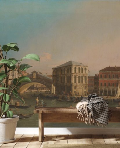 kunsttapet vægmaleri kaldet Grand Canal (Rialto Bridge) af Canaletto til stuer og soveværelser