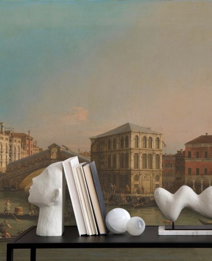 fine art wallpaper mural called Grand Canal (Rialto Bridge) by Canaletto for living rooms and bedrooms