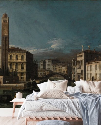 Kunstgemälde mit dem Titel Canal Grande: San Geremia und der Eingang zum Cannaregio von Canaletto für Wohn- und Schlafzimmer