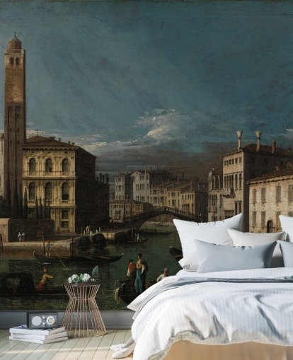 Kunstgemälde mit dem Titel Canal Grande: San Geremia und der Eingang zum Cannaregio von Canaletto für Wohn- und Schlafzimmer Kunstgemälde mit dem Titel Canal Grande: San Geremia und der Eingang zum Cannaregio von Canaletto für Wohn- und Schlafzimmer
