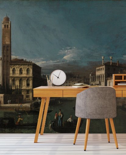 murale d'arte chiamato Canal Grande: San Geremia e l'ingresso al Cannaregio di Canaletto per salotti e camere da letto murale d'arte chiamato Canal Grande: San Geremia e l'ingresso al Cannaregio di Canaletto per salotti e camere da letto