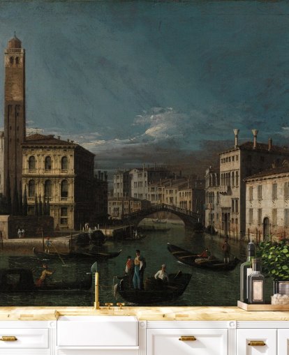 kunstmaleri kaldet Grand Canal: San Geremia og indgangen til Cannaregio af Canaletto til stuer og soveværelser kunstmaleri kaldet Grand Canal: San Geremia og indgangen til Cannaregio af Canaletto til stuer og soveværelser