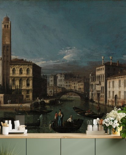 mural de bellas artes llamado Gran Canal: San Geremia y la entrada al Cannaregio de Canaletto para salas de estar y dormitorios