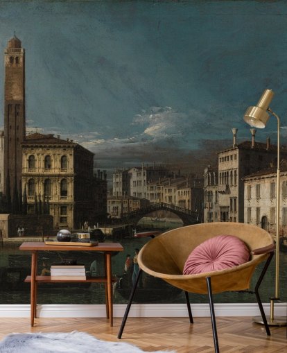 Kunstgemälde mit dem Titel Canal Grande: San Geremia und der Eingang zum Cannaregio von Canaletto für Wohn- und Schlafzimmer