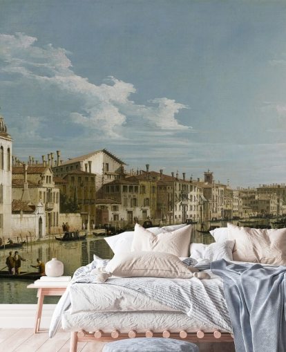 Kunsttapete mit dem Titel Der Canal Grande in Venedig vom Palazzo Flangini bis zum Campo San Marcuola. von Canaletto Kunsttapete mit dem Titel Der Canal Grande in Venedig vom Palazzo Flangini bis zum Campo San Marcuola. von Canaletto