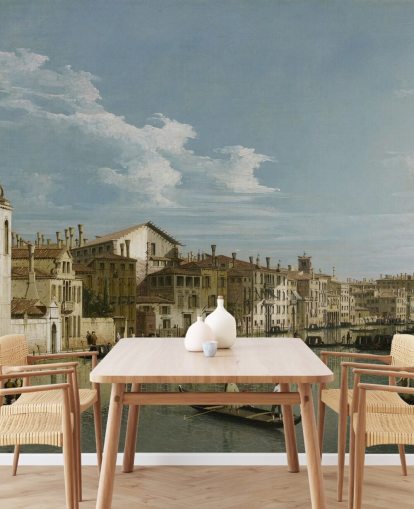 Kunsttapete mit dem Titel Der Canal Grande in Venedig vom Palazzo Flangini bis zum Campo San Marcuola. von Canaletto Kunsttapete mit dem Titel Der Canal Grande in Venedig vom Palazzo Flangini bis zum Campo San Marcuola. von Canaletto