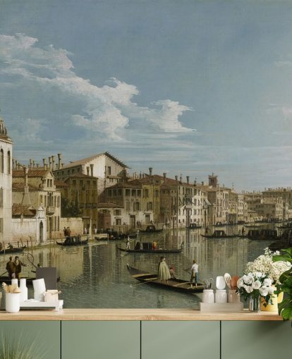 fine art wallpaper mural called The Grand Canal in Venice from Palazzo Flangini to Campo San Marcuola. by Canaletto