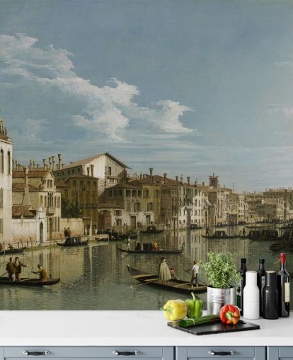 fine art wallpaper mural called The Grand Canal in Venice from Palazzo Flangini to Campo San Marcuola. by Canaletto