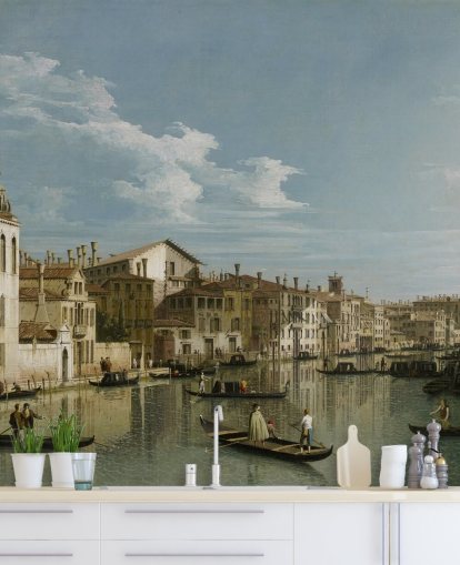 carta da parati fine art chiamata Il Canal Grande a Venezia da Palazzo Flangini a Campo San Marcuola. di Canaletto