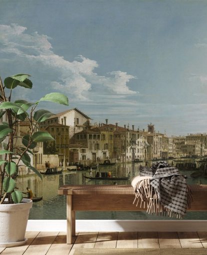 Kunsttapete mit dem Titel Der Canal Grande in Venedig vom Palazzo Flangini bis zum Campo San Marcuola. von Canaletto