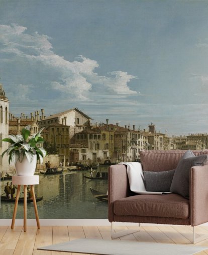 taidetaustakuvamaalaus nimeltä Grand Canal Venetsiassa Palazzo Flanginista Campo San Marcuolaan. kirjoittanut Canaletto taidetaustakuvamaalaus nimeltä Grand Canal Venetsiassa Palazzo Flanginista Campo San Marcuolaan. kirjoittanut Canaletto