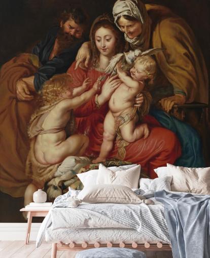 fine art wallpaper mural called The Holy Family with St. Elizabeth, St. John, and a Dove by Peter Paul Rubens
