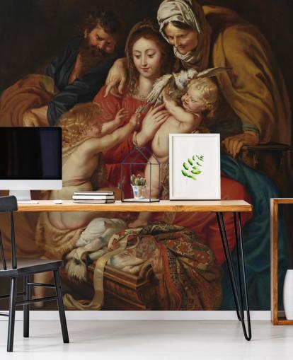 mural de papel de parede de belas artes chamado A Sagrada Família com Santa Isabel, São João e uma Pomba de Peter Paul Rubens mural de papel de parede de belas artes chamado A Sagrada Família com Santa Isabel, São João e uma Pomba de Peter Paul Rubens