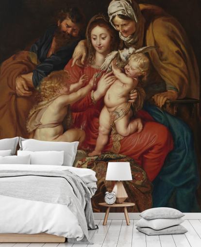 fine art wallpaper mural called The Holy Family with St. Elizabeth, St. John, and a Dove by Peter Paul Rubens fine art wallpaper mural called The Holy Family with St. Elizabeth, St. John, and a Dove by Peter Paul Rubens