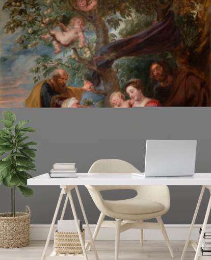 kunstbehang met de naam The Holy Family under an Apple Tree van Peter Paul Rubens kunstbehang met de naam The Holy Family under an Apple Tree van Peter Paul Rubens