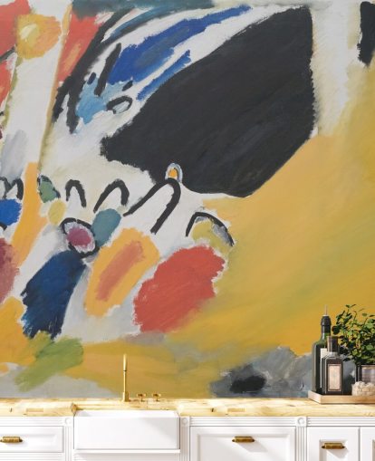 konsttapet väggmålning kallad Impressionen III (Konzert) av Wassily Kandinsky för vardagsrum och sovrum