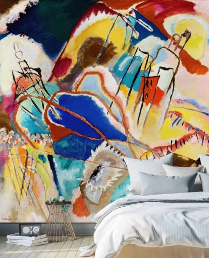 kunstmuurschildering genaamd Improvisation No. 30 (Cannons) van Wassily Kandinsky voor woonkamers, slaapkamers en kantoren kunstmuurschildering genaamd Improvisation No. 30 (Cannons) van Wassily Kandinsky voor woonkamers, slaapkamers en kantoren