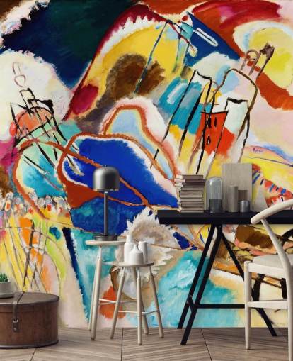 mural de pared de bellas artes llamado Improvisación núm. 30 (Cañones) de Wassily Kandinsky para salas de estar, dormitorios y oficinas