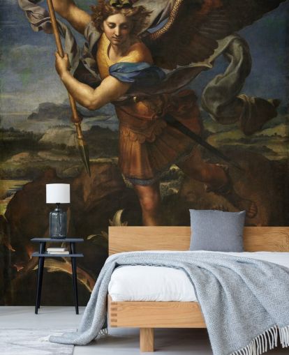 konsttapet väggmålning kallad Saint Michael Vanquishing Satan av Rafael för hem och företag
