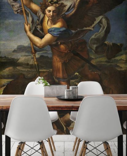 fine art wallpaper mural called Saint Michael Vanquishing Satan by Rafael for homes and businesses fine art wallpaper mural called Saint Michael Vanquishing Satan by Rafael for homes and businesses