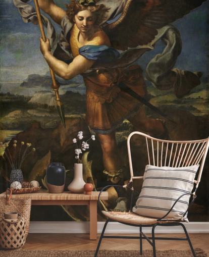 kunsttapet vægmaleri kaldet Saint Michael Vanquishing Satan af Rafael til hjem og virksomheder