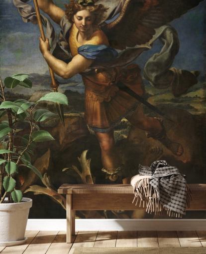 Rafaelin taide-taustakuvamaalaus nimeltä Saint Michael Vanquishing Satan koteihin ja yrityksiin