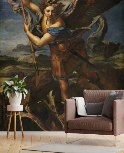carta da parati fine art chiamata San Michele che sconfigge Satana di Rafael per case e aziende