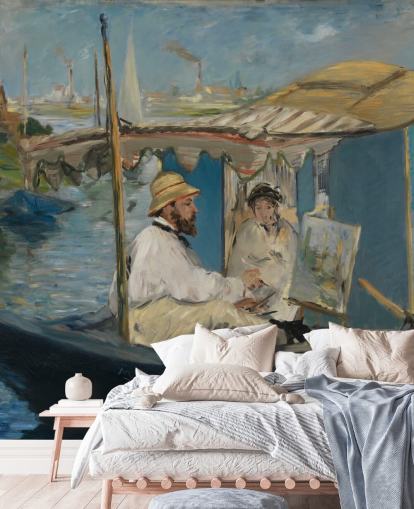 Kunstgemälde mit dem Titel Claude Monet Painting in his Studio von Edouard Manet für Schlafzimmer und Wohnzimmer