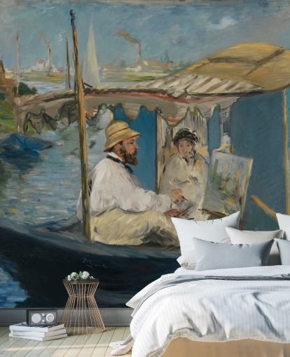 mural de parede de belas artes chamado Claude Monet Painting in his Studio de Edouard Manet para quartos e salões mural de parede de belas artes chamado Claude Monet Painting in his Studio de Edouard Manet para quartos e salões