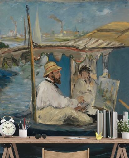 Kunstgemälde mit dem Titel Claude Monet Painting in his Studio von Edouard Manet für Schlafzimmer und Wohnzimmer