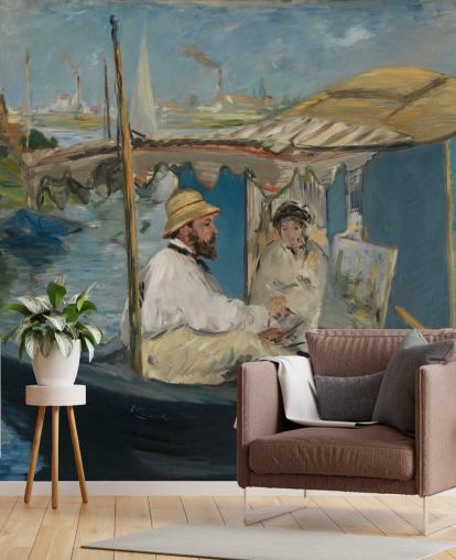 Kunstgemälde mit dem Titel Claude Monet Painting in his Studio von Edouard Manet für Schlafzimmer und Wohnzimmer